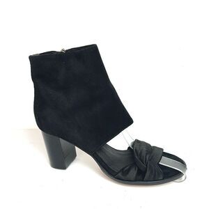 New Zero + Maria Cornejo Black Open Toe Bootie Black Suede Heels Shoes Italy 37